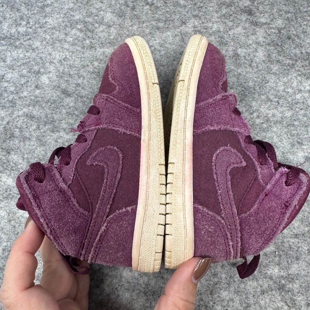 Nike Air Jordan 1 Toddler High Top Sneakers Plum Suede Kids Shoes Size 7C - Picture 6 of 9